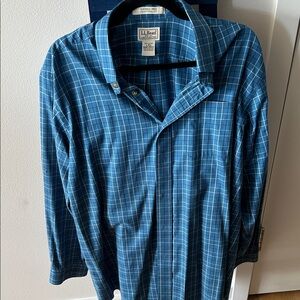 L.L. Bean Teal Checkered Long Sleeve Shirt